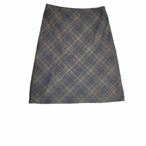 VINTAGE 90s Y2K wool gray plaid dark‎ academia pencil skirt S